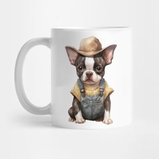 Farmer Boston Terrier Dog Mug